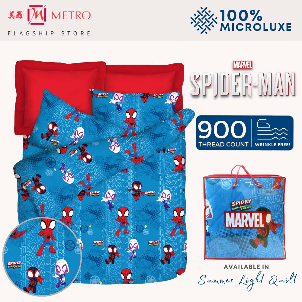 Kid's Single Bed Sheets Blue 100% Cotton Spiderman 160x260 main image 1