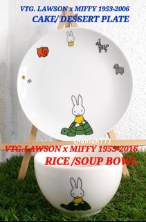 MIFFY-Vtg.Lawson x Miffy 1953-2006 Cake Plate and 1953'16 Soup/Rice Bowl-JP