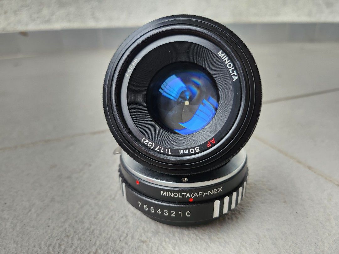 Minolta 50 1.7 af sony a7 nex adapter, 攝影器材, 鏡頭及裝備- Carousell