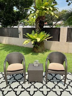 SOLD Ohmm outdoor chairs and side table
