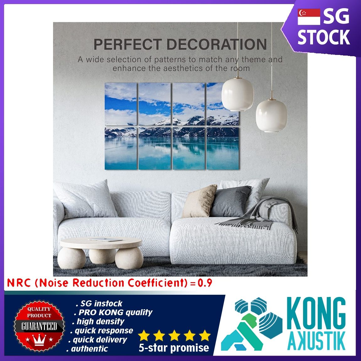 Olanglab Acoustic Panels, 8 Pack 48''x32'' Acoustical Soundproof Wall Panels,Decorative Sound