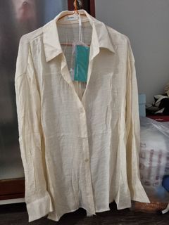 Oversized Linen nude top