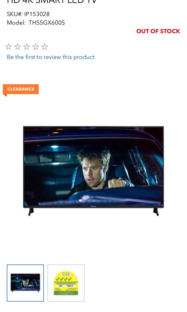 Panasonic 55” 4K UHD Smart TV Digital Ready. Model TH55GX600S. Free