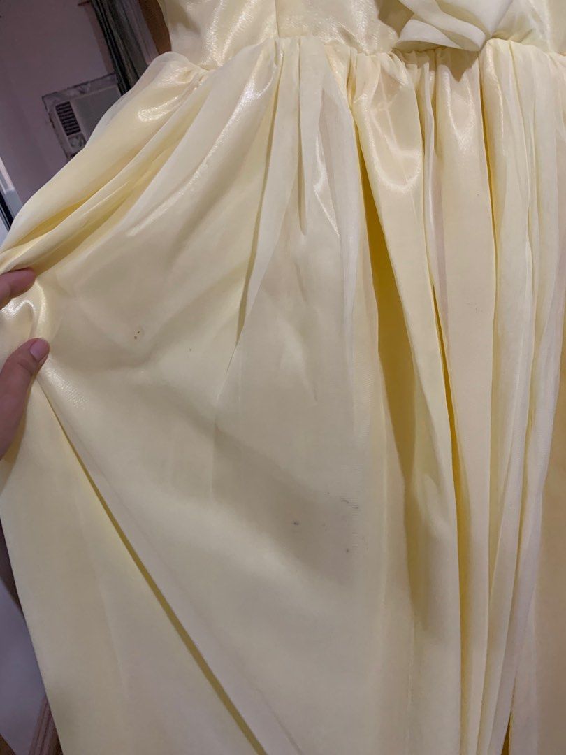 Pastel Yellow gown with slit on Carousell