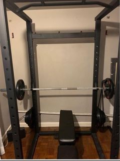 Power Rack w/ Olympic Barbell, Plates and Bench