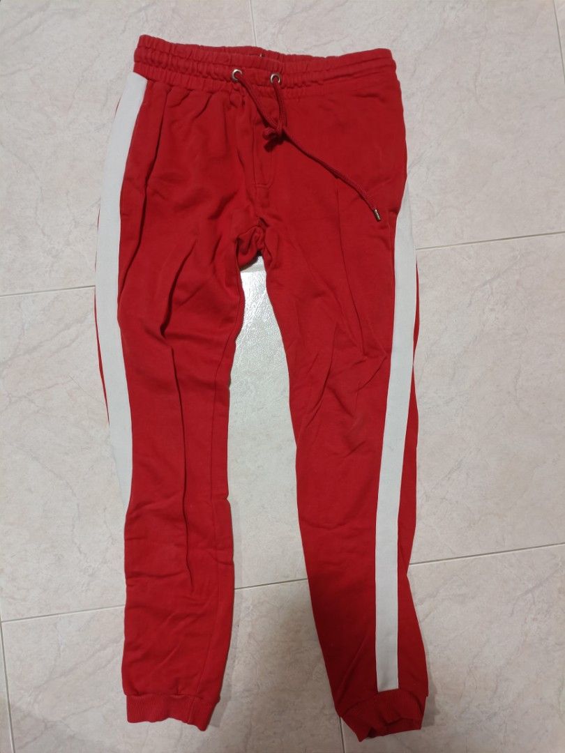 White red track deals pants