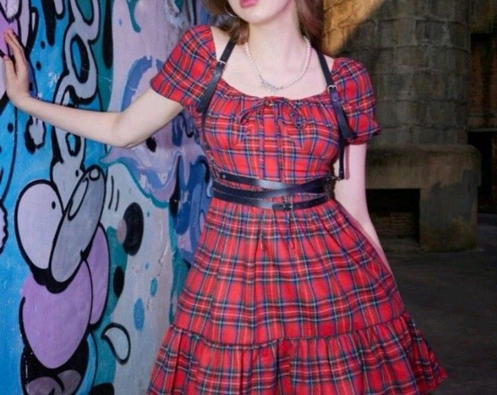 Red Puff Sleeve Plaid Dress (Category: Dresses) located in Caloocan City. Submitted by kiittenr (Listing ID 1233474404, Image 1). Description: Used once during my work Year End Party, no solo pic :(.