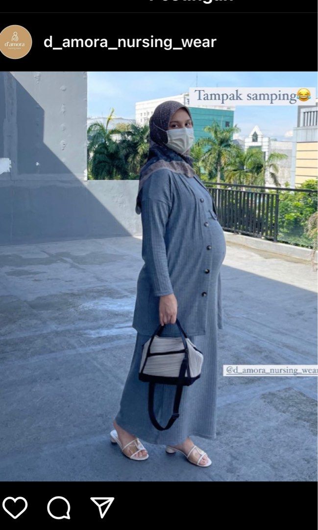 Roxa set in Charcoal by D’Amora Nursing Wear dress menyusui heaven lights vanilla hijab