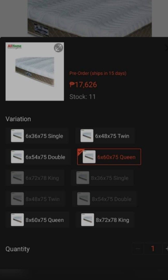 Salem quilted supreme mattress queen size (Category: Bed Frames & Mattresses) located in Quezon City. Submitted by krisjz (Listing ID 1233437768, Image 3). Description: Brandnew nka plastic cover pa po Queen size,6 inches Wlang spring solid foam ng Salem supreme Rfs:mgpapalit ng King size Sf c/o buyer.