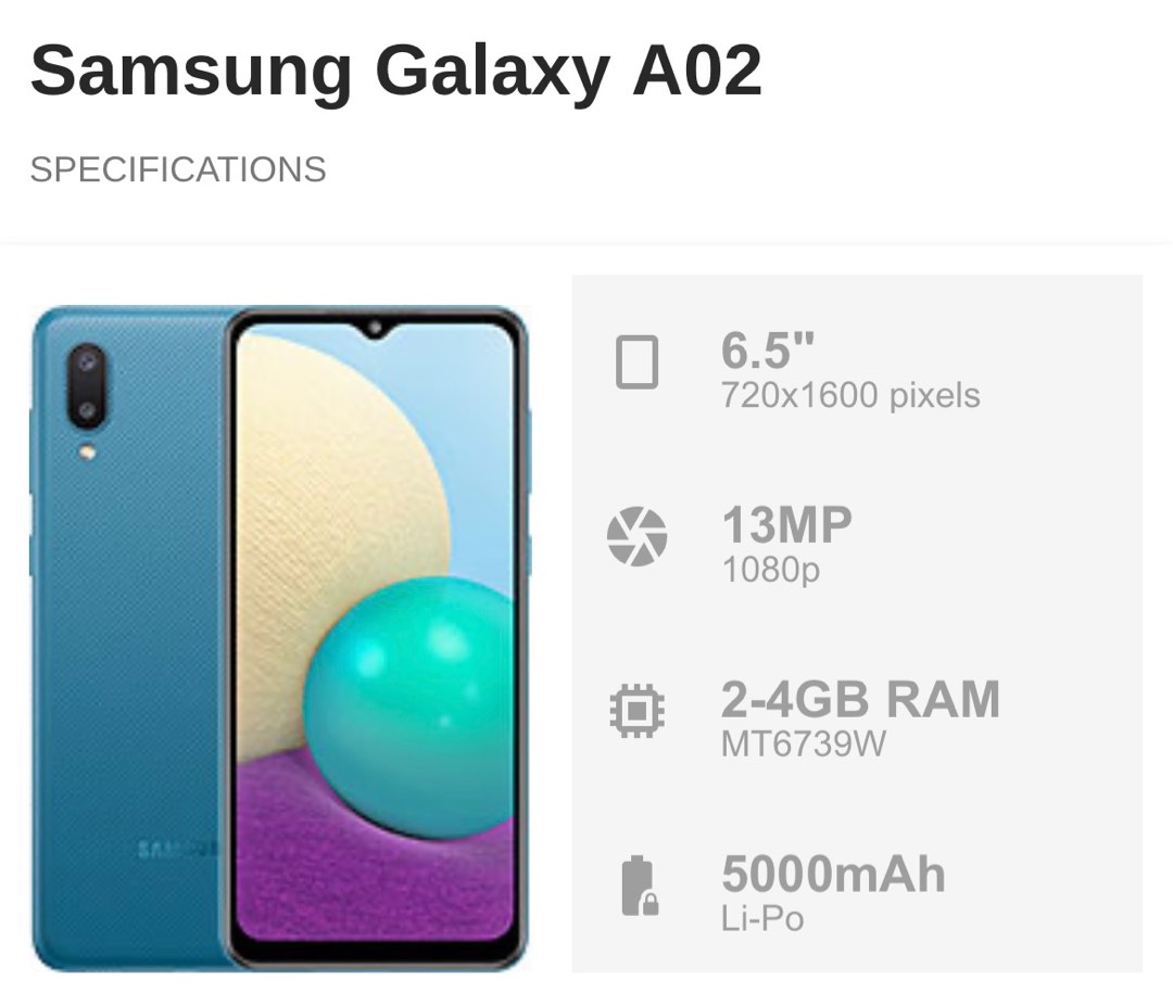 spec galaxy a02