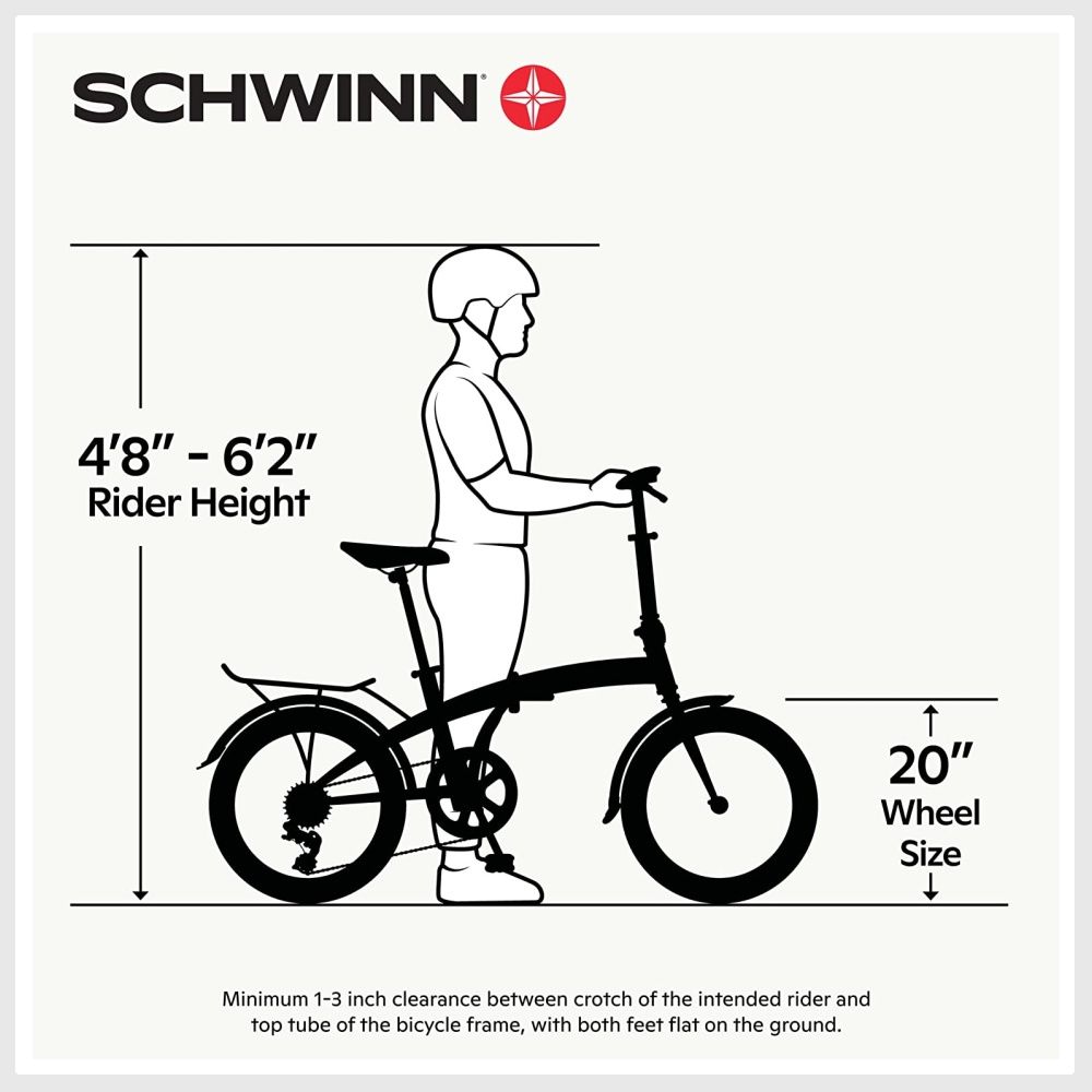 Schwinn Hinge Adult Folding Bike, 20inch Wheels, Rear Carry Rack