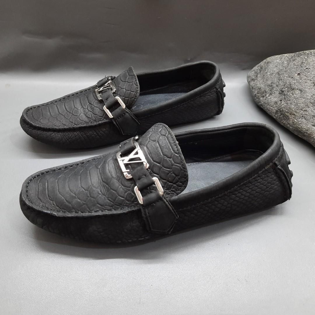Sepatu Louis Vuitton 88001A9 Loafers Mocassim Leather Black Size