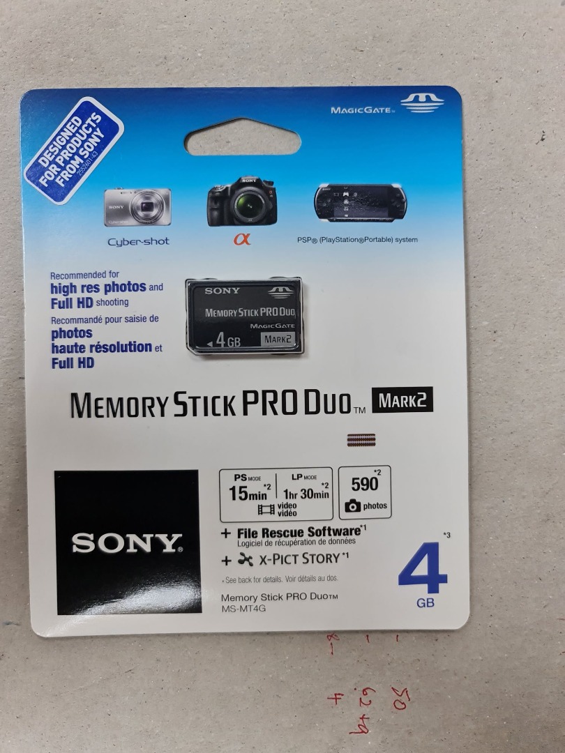 Sony Memory Stick PRO Duo (Mark 2) Memory Card 4 GB MS-MT4G, Mobile ...