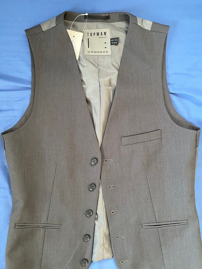 Topman Gray Suit Vest on Carousell