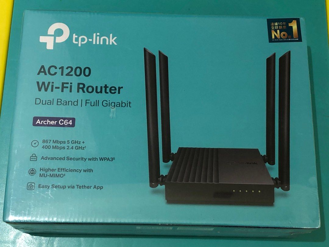 全新原裝 TP-Link 4天線 AC1200 C64 MU-MIMO router 路由器 , 電腦&科技, 電腦周邊及配件, Wifi及 ...
