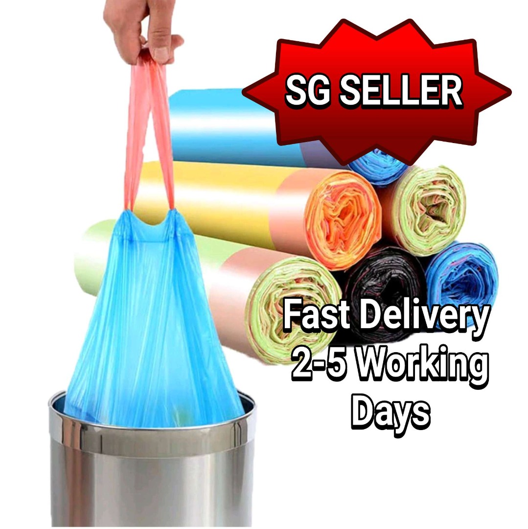 TRASH BAG/ PLASTIC BAG/DRAWSTRINGS (1 Roll/15 pcs)10 ROLLS BUNDLE0003