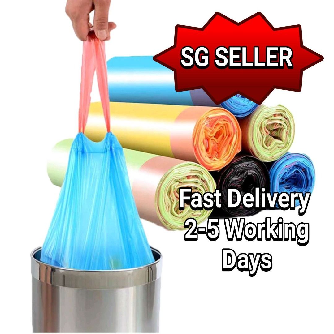 TRASH BAG/ PLASTIC BAG/DRAWSTRINGS (1 Roll/15 pcs)10 ROLLS BUNDLE0003