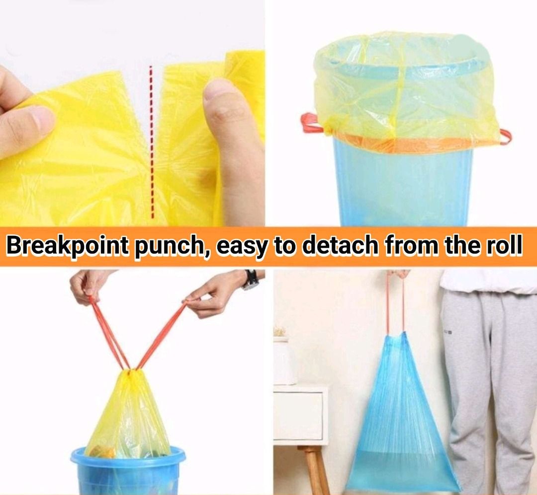 TRASH BAG/ PLASTIC BAG/DRAWSTRINGS (1 Roll/15 pcs)10 ROLLS BUNDLE0003