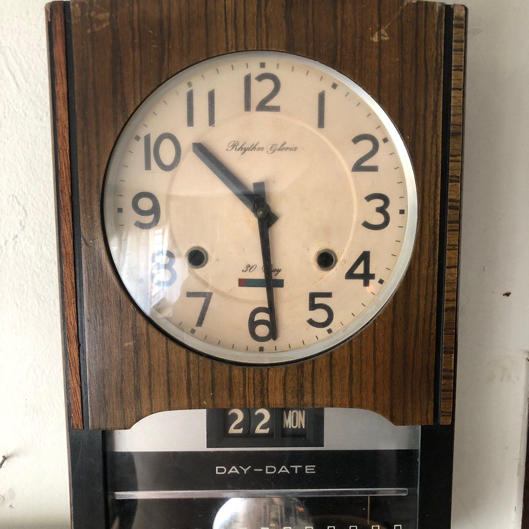 Vintage Pendulum Clock (30 days) Rhythm Gloria, Furniture & Home Living