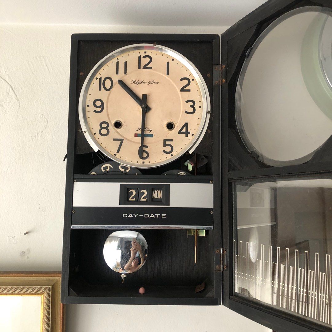 Vintage Pendulum Clock (30 days) Rhythm Gloria, Furniture & Home Living