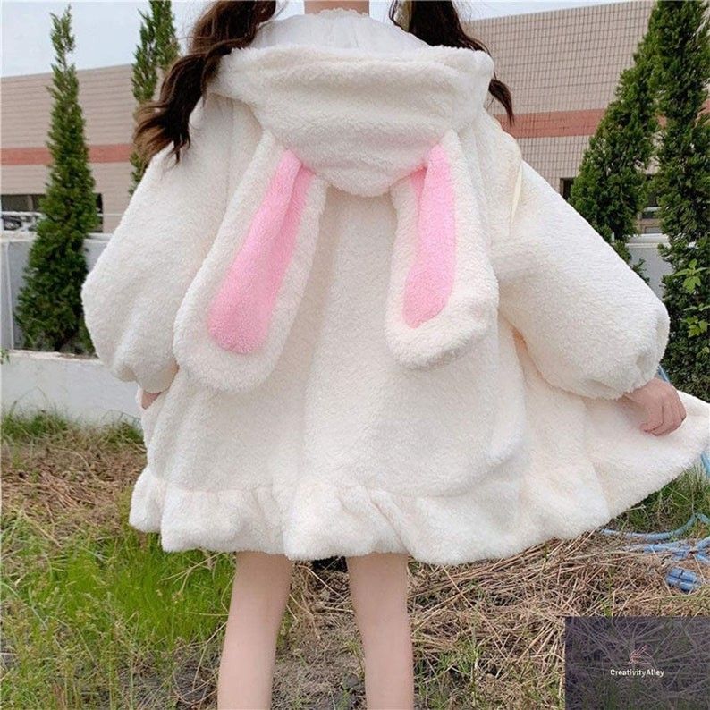 White bunny hoodie with ears cheap