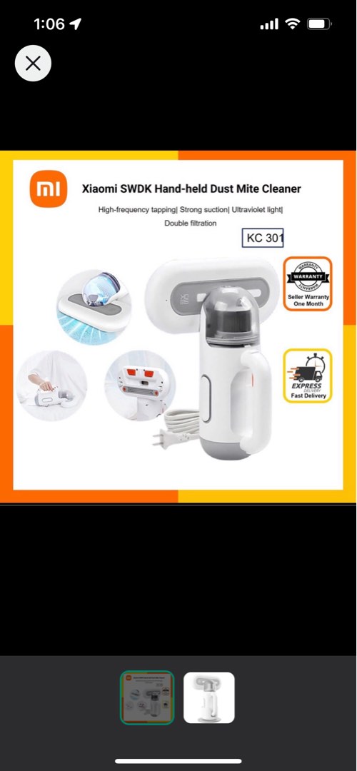 Xiaomi SWDK KC101 dust mite vacuum, TV & Home Appliances, Vacuum ...