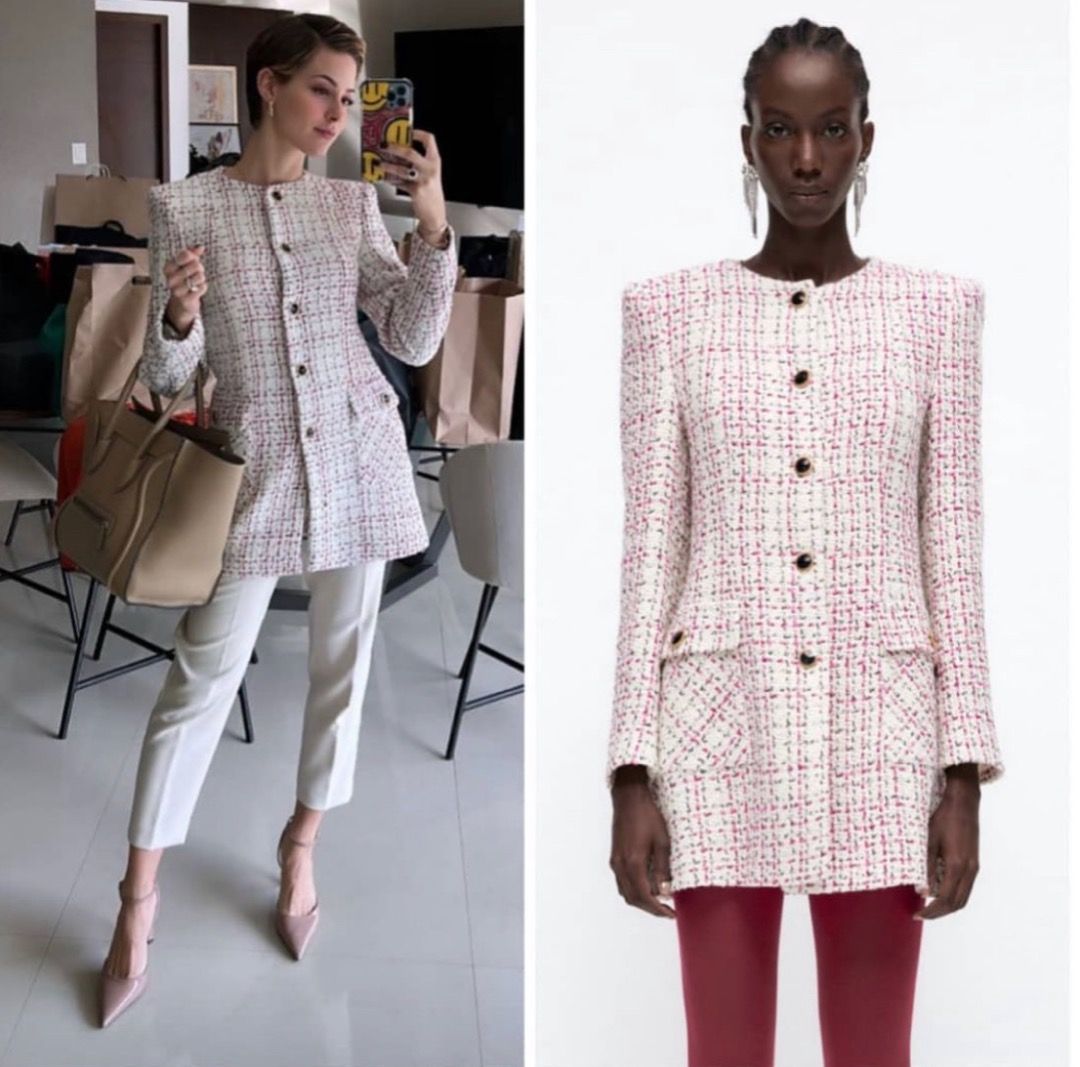 Zara tweed blazer dress Women s Fashion Coats Jackets and
