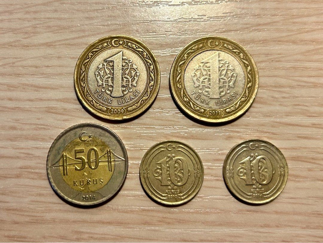土耳其硬幣五枚（2009-2014年）, 興趣及遊戲, 收藏品及紀念品, 錢幣- Carousell