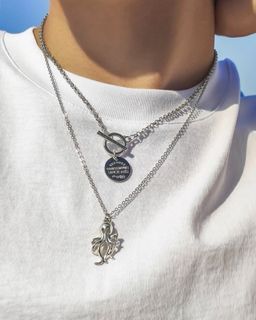 2pcs Men Octopus & Round Pendant Necklace