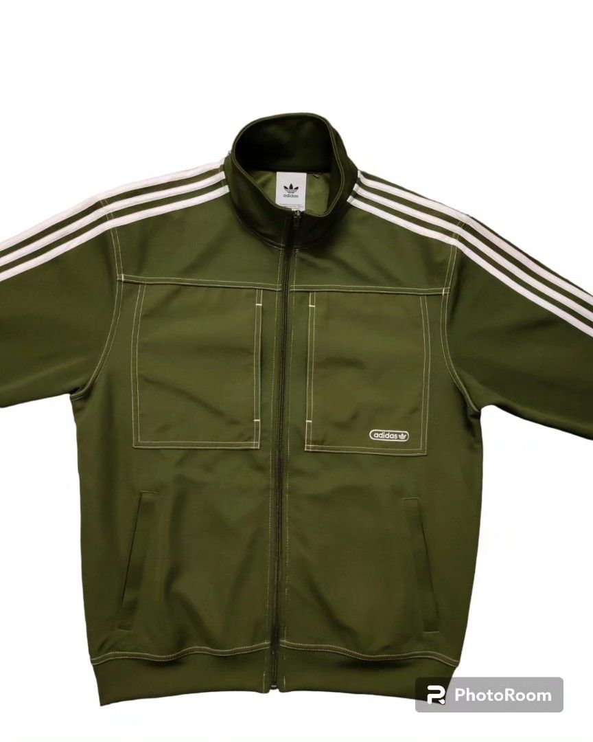 Olive green hotsell adidas track jacket