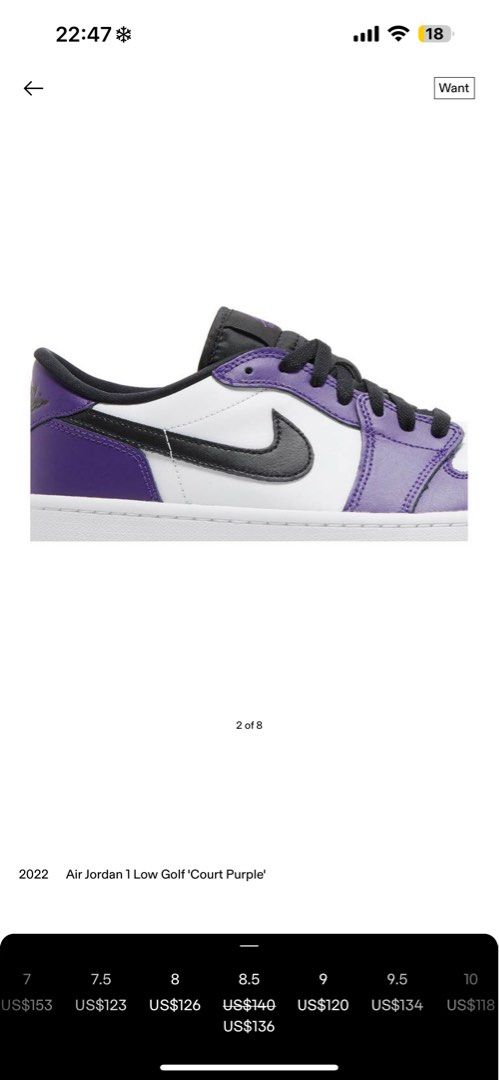 AIR JORDAN 1 LOW GOLF COURT PURPLE Men s Fashion Footwear Sneakers on Carousell