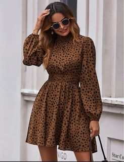 All Over Print Shirred Waist Dress