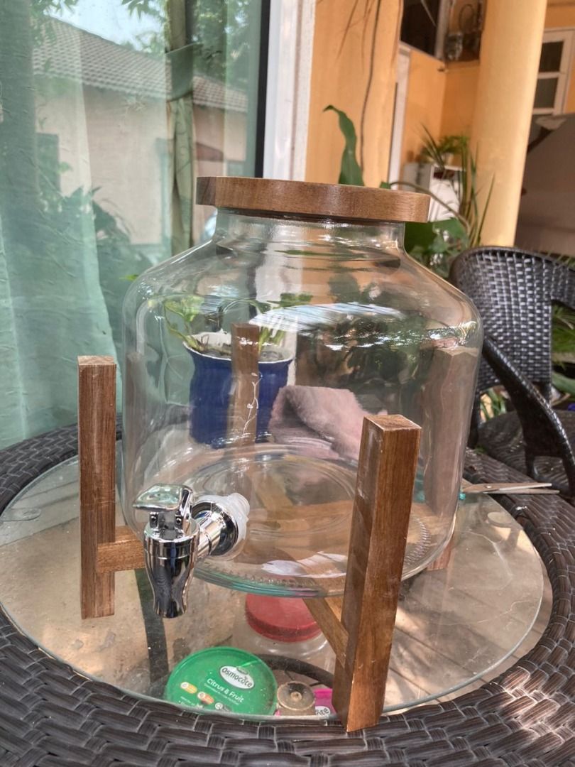 Anko Drink Dispenser with Wood Lid, Furniture & Home Living