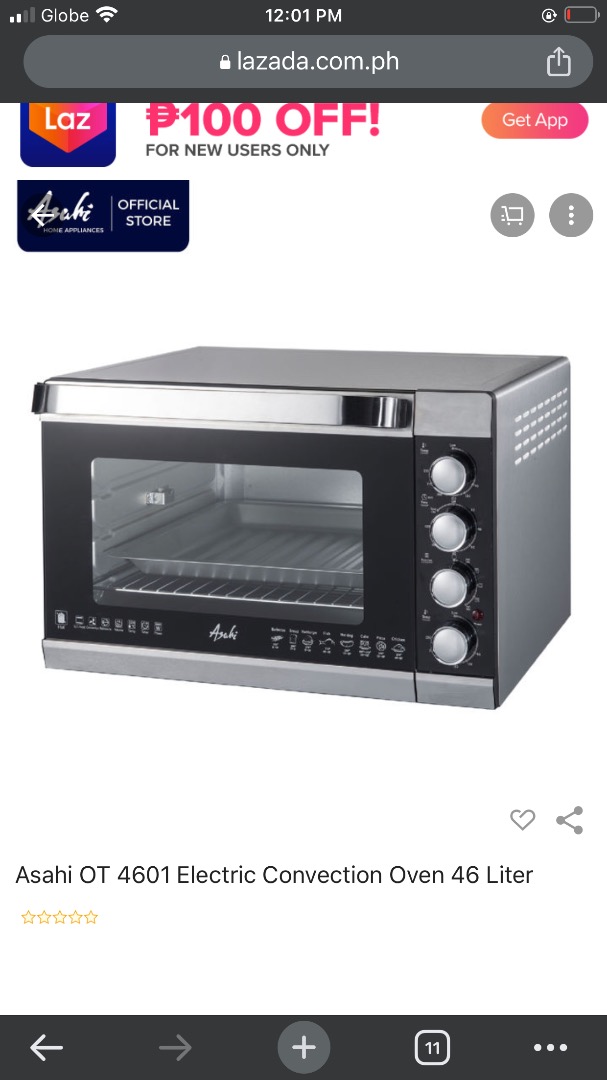 ASAHI OT 4601 ELECTRIC CONVECTION OVEN 46 LITER, Furniture & Home