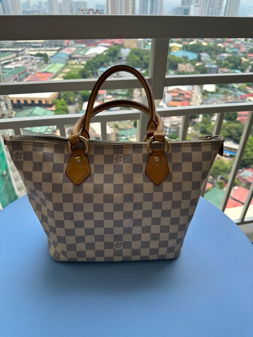 Authentic LV Saleya Azur (Category: Luxury Bags & Wallets) located in Pasig City. Submitted by kitsch_closet (Listing ID 1233611078, Image 1). Description: Authentic LV Saleya Azur *Damier Azur Canvas, gold hardware. *Inclusions: none *Rank: B *With signs of usage, faded hardware, needs bagspa ✨️Php 23k only.