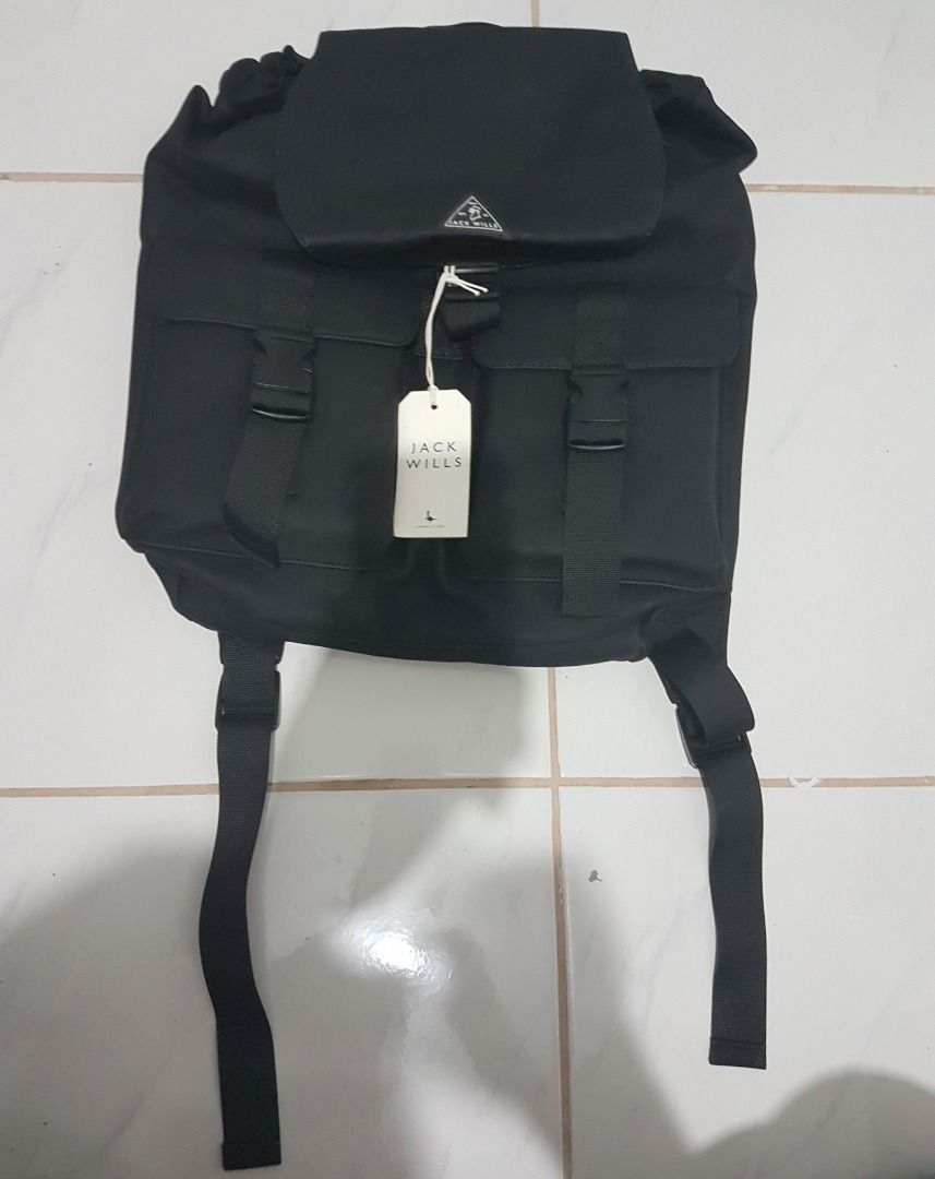 Backpack - Jack Wills Beresford Cargo Backpack (Black Color) on Carousell