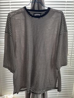 Baju kaos wanita striped shirt iweardins cotton combed