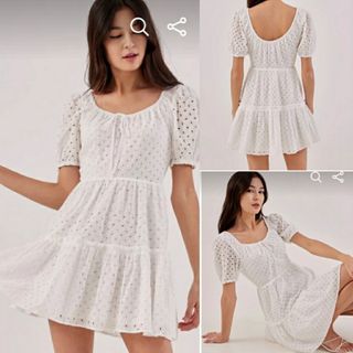 BIG SIZE edition LOVE BONITO broderie white tiered dress eyelet maternity, baju hamil