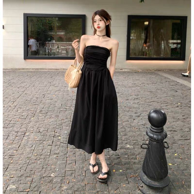 Black tube maxi midi dress