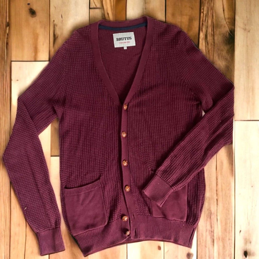 Brutus Skinhead Mod Pocket Waffle Knit Cardigan Football Buttons