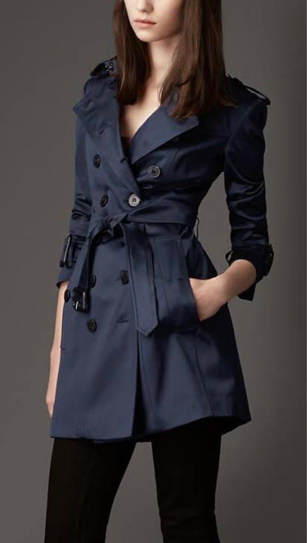Burberry trench hotsell coat navy blue
