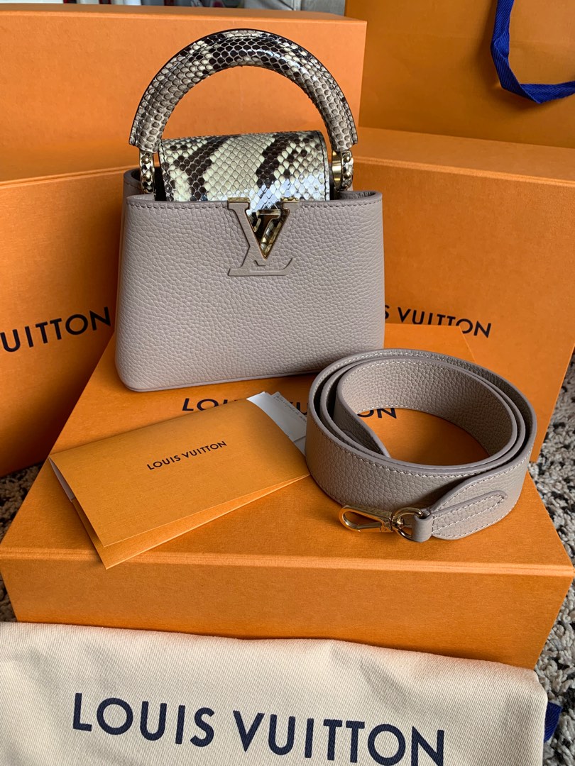 LV Capucines Mini in Gold and Silver Python Skin and LGHW, Luxury, Bags &  Wallets on Carousell