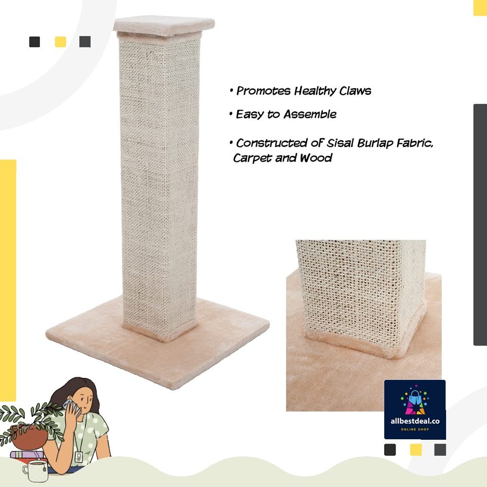 Burlap cat scratching post top