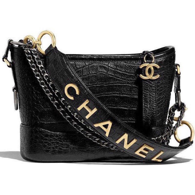 Chanel Gabrielle Hobo Crocodile Embossed Calfskin Small Black 540783