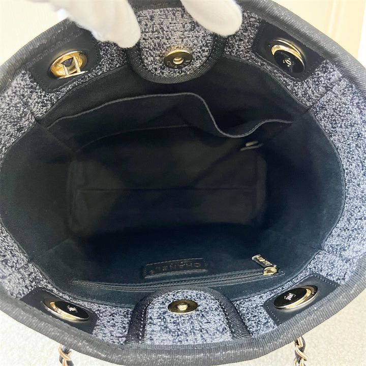 ✖️SOLD✖️ Chanel Small Deauville Tote In Navy Fabric, Glittery Gold  Threading and LGHW, Luxury, Bags & Wallets on Carousell