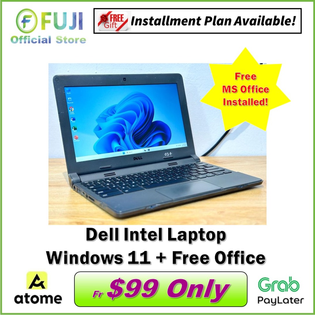 Clearance !! Dell Intel Windows 11 Laptop !! 4GB RAM Free MS Office