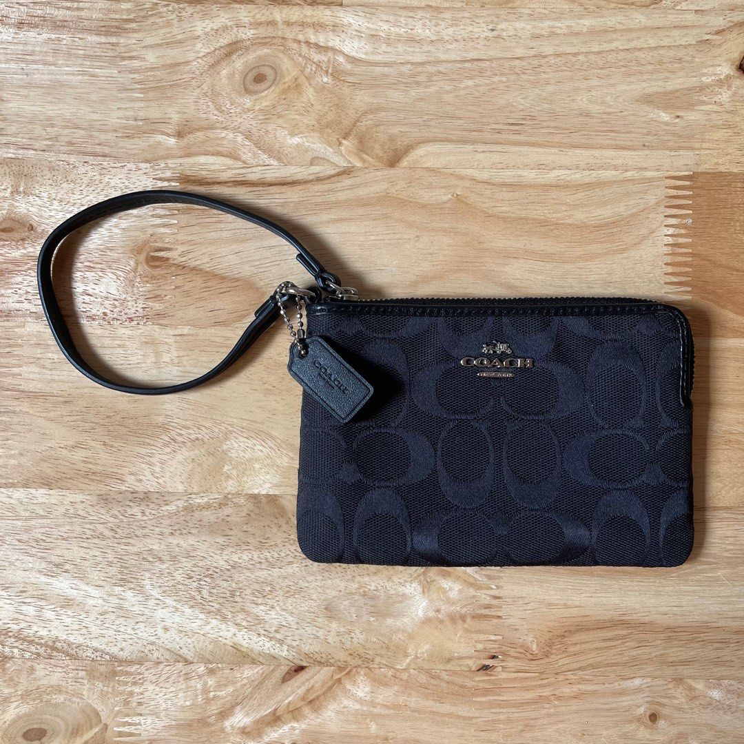 Coach black cheap wristlet purse