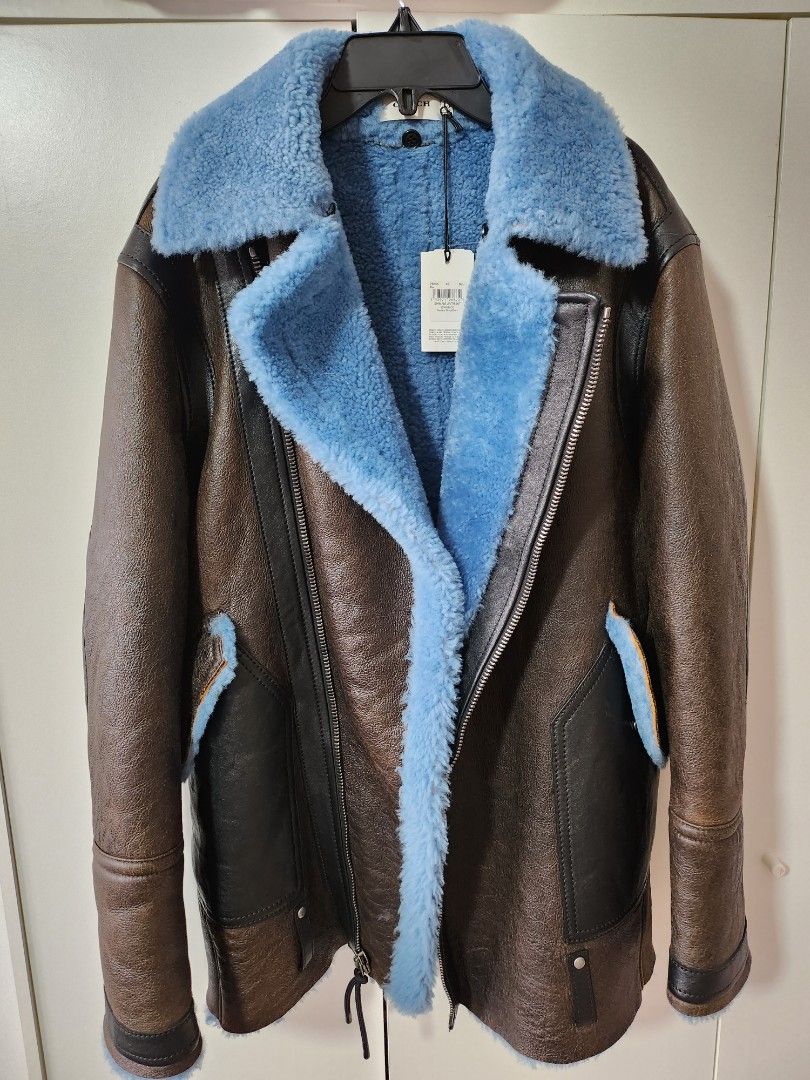 Coach shearling jacket mens top