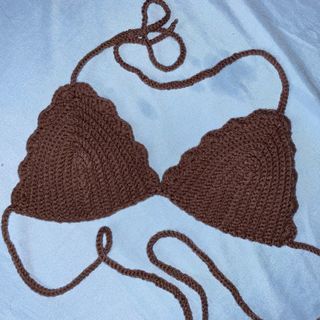 Coffee Brown Crochet Bikini Top