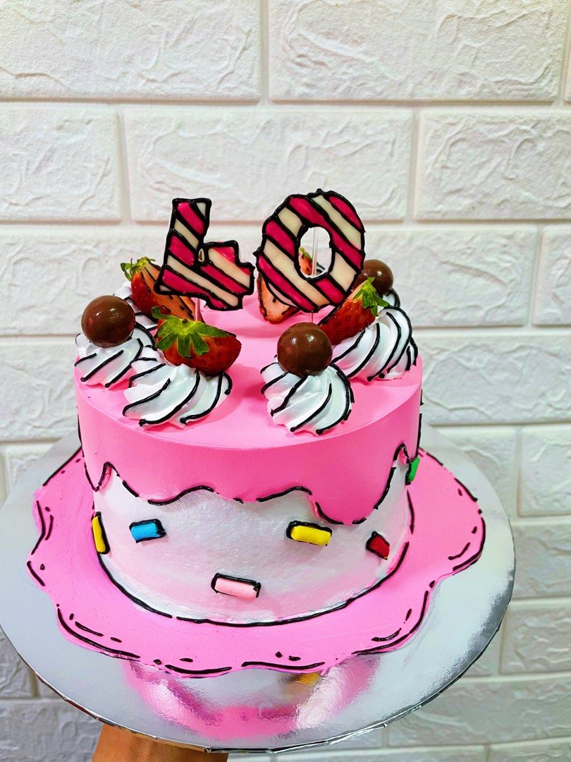 Comic cake (Category: Homemade Bakes) located in Singapore. Submitted by phink (Listing ID 1233683734, Image 3). Description: 2D comic cake Halal 6inch size Pm for more details Pre order 1wk in advance Rush fees applies for urgent/last minute order Delivery $15 Non residential address $20 .